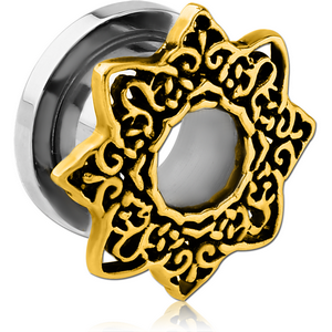 STAINLESS STEEL THREADED TUNNEL WITH BRASS TOP - STAR FILIGREE
