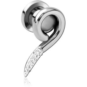 STAINLESS STEEL THREADED TUNNEL WITH SURGICAL STEEL TOP WITH CRYSTALINE