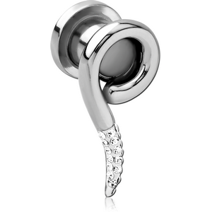 STAINLESS STEEL THREADED TUNNEL WITH SURGICAL STEEL TOP WITH CRYSTALINE