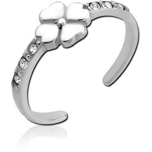 SURGICAL STEEL JEWELLED TOE RING - SHAMROCK