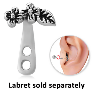 SURGICAL STEEL TRAGUS WRAP - FLOWERS AND LEAF