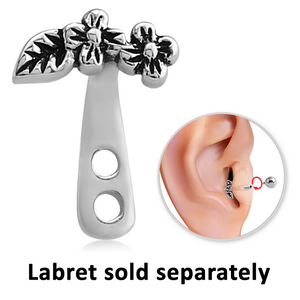 SURGICAL STEEL TRAGUS WRAP - LEAVES FLOWER