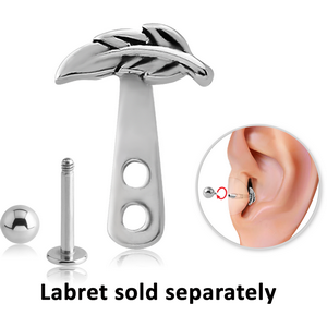 SURGICAL STEEL TRAGUS WRAP - LEAVES AND MICRO LABRET