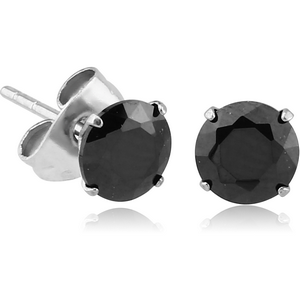 SURGICAL STEEL ROUND PRONG SET JEWELLED EAR STUDS PAIR