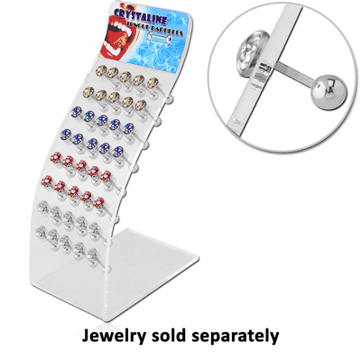 BOX OF 40 SURGICAL STEEL CRYSTALINE JEWELLED FLAT BARBELL