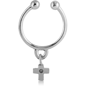 SURGICAL STEEL FAKE SEPTUM RING WITH CHARM