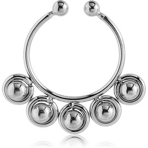 SURGICAL STEEL FAKE SEPTUM RING - 5 BALLS