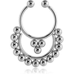 SURGICAL STEEL FAKE SEPTUM RING - 16 BALLS