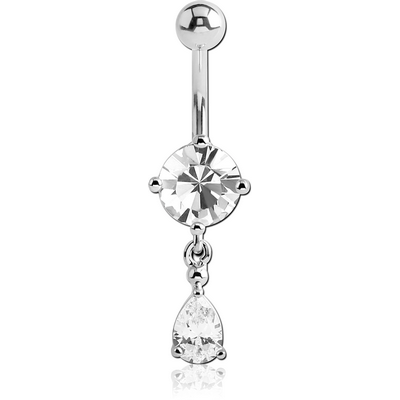 STERLING SILVER 925 JEWELLED NAVEL BANANA WITH CHARM