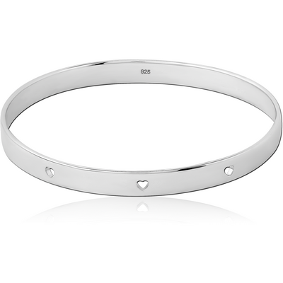 STERLING SILVER 925 BANGLE - HEART CUTOUT