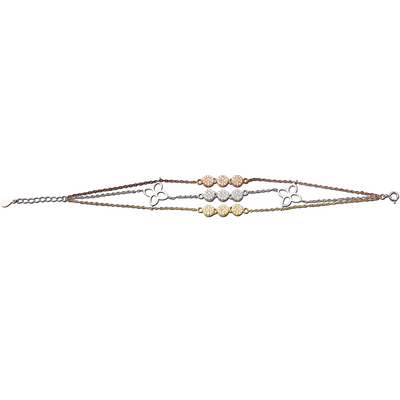 STERLING SILVER 925 THREE TONE JEWELLED BRACELET