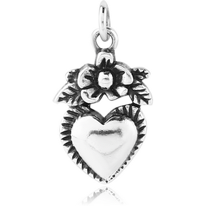 STERLING SILVER 925 CHARM - ROSE HEART