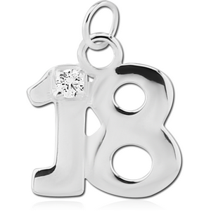 STERLING SILVER 925 JEWELLED CHARM - EIGHTEEN