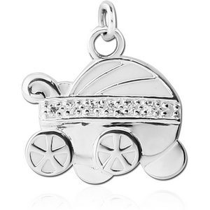 STERLING SILVER 925 CHARM - BABY CARRIAGE