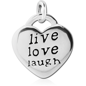 STERLING SILVER 925 CHARM - HEART LIVE LOVE LAUGH
