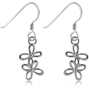 STERLING SILVER 925 EARRINGS PAIR - TWO FLOWERS