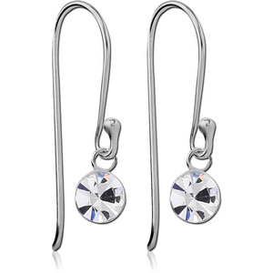 STERLING SILVER 925 JEWELLED EARRINGS PAIR - ROUND
