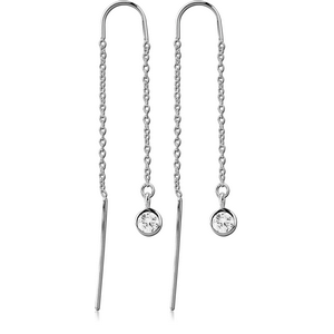 STERLING SILVER 925 CHAIN EARRINGS PAIR - CIRCLE