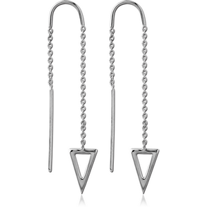 STERLING SILVER 925 CHAIN EARRINGS PAIR - TRIANGLE