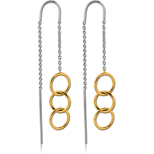 STERLING SILVER 925 TWO TONE CHAIN WITH EARRINGS PAIR - HOOPS