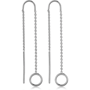 STERLING SILVER 925 CHAIN EARRINGS PAIR - HOOP