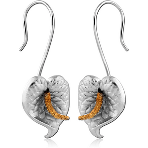 STERLING SILVER 925 TWO TONE EARRINGS PAIR - FLOWER