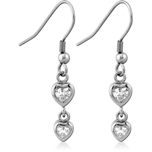 STERLING SILVER 925 EARRINGS PAIR - TWO HEARTS