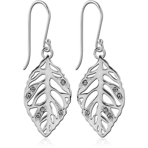 STERLING SILVER 925 EARRINGS PAIR - LEAF