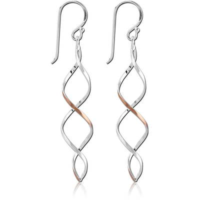 STERLING SILVER 925 TWO TONE EARRINGS PAIR
