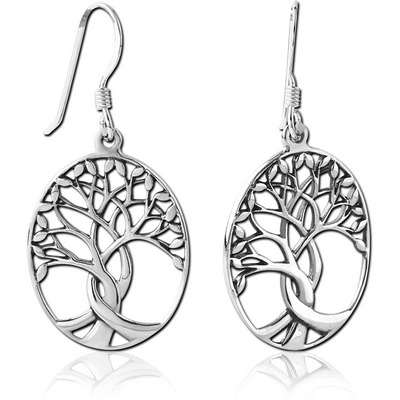 STERLING SILVER 925 EARRINGS PAIR - TREE OF LIFE