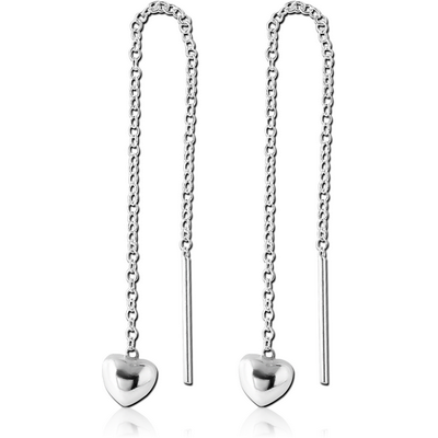 STERLING SILVER 925 CHAIN EARRINGS PAIR - HEART