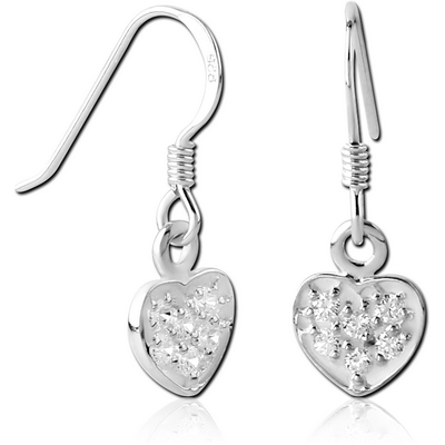 STERLING SILVER 925 JEWELLED EARRINGS PAIR - HEART