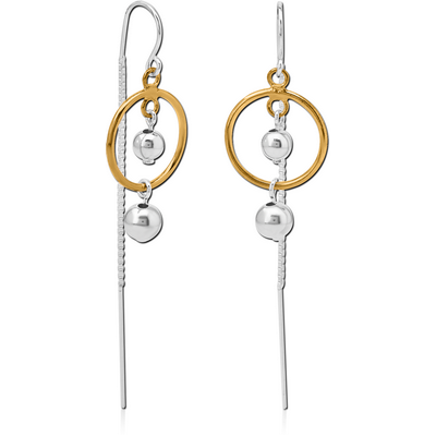 STERLING SILVER 925 TWO TONE EARRINGS PAIR