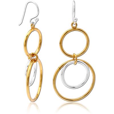 STERLING SILVER 925 TWO TONE EARRINGS PAIR
