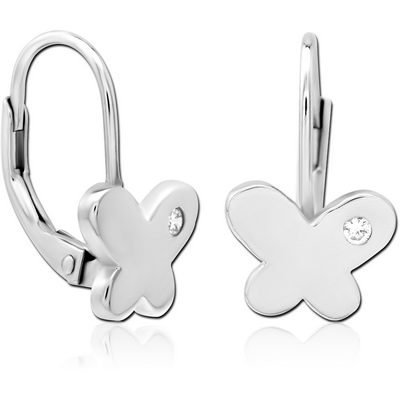 STERLING SILVER 925 JEWELLED EARRINGS PAIR - BUTTERFLY