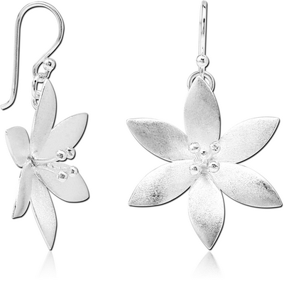 STERLING SILVER 925 MATT FINISH EARRINGS PAIR - FLOWER