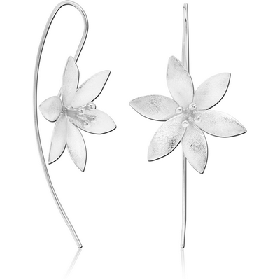 STERLING SILVER 925 MATT FINISH EARRINGS PAIR - FLOWER