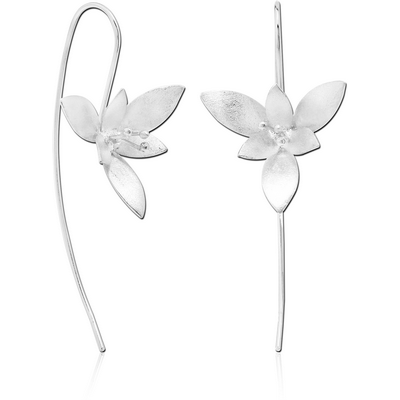 STERLING SILVER 925 MATT FINISH EARRINGS PAIR - FLOWER