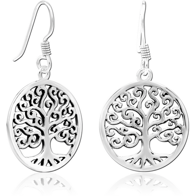 STERLING SILVER 925 EARRINGS PAIR - TREE OF LIFE
