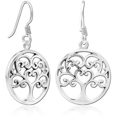 STERLING SILVER 925 EARRINGS PAIR - TREE OF LIFE