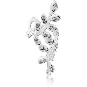 STERLING SILVER 925 JEWELLED EAR CUFF - LEAFS