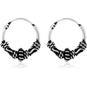 STERLING SILVER 925 HOOP EARRINGS - BALI DESIGN