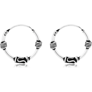 STERLING SILVER 925 HOOP EARRINGS - BALI DESIGN