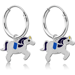 STERLING SILVER 925 HOOP EARRING - UNICORN