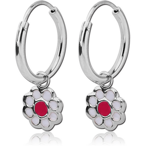 STERLING SILVER 925 HOOP EARRING - FLOWER