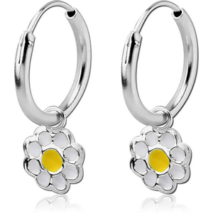 STERLING SILVER 925 HOOP EARRING - FLOWER