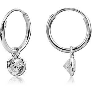 STERLING SILVER 925 JEWELLED HOOP EARRINGS