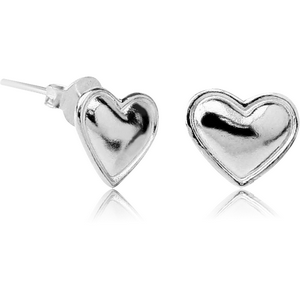 STERLING SILVER 925 EAR STUDS PAIR MATT FINISH - HEART