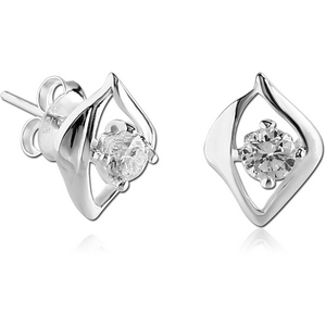 STERLING SILVER 925 JEWELLED EAR STUDS PAIR