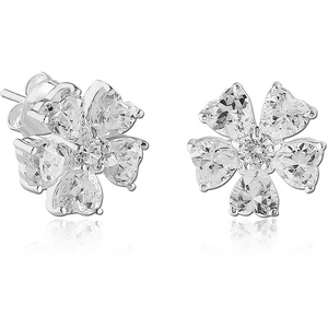 STERLING SILVER 925 JEWELLED EAR STUDS PAIR